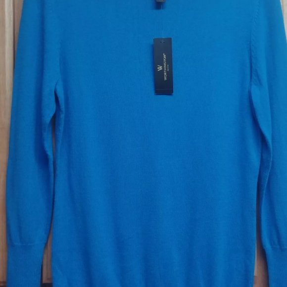 NWT Worthington Ladies Blue Crew Neck Sweater Long Sleeve Petite Small Lt.Weight - Picture 1 of 5